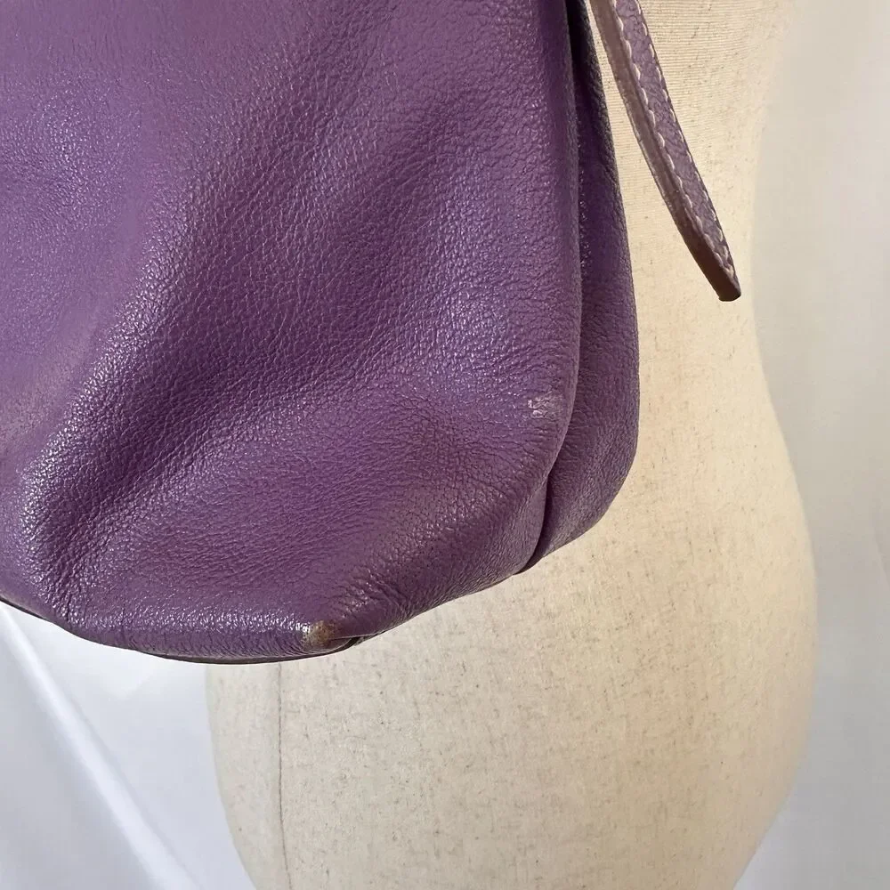 Vintage Dooney & Bourke Purple Pebble Leather Shoulder Bag Purse Flap Pocket y2k